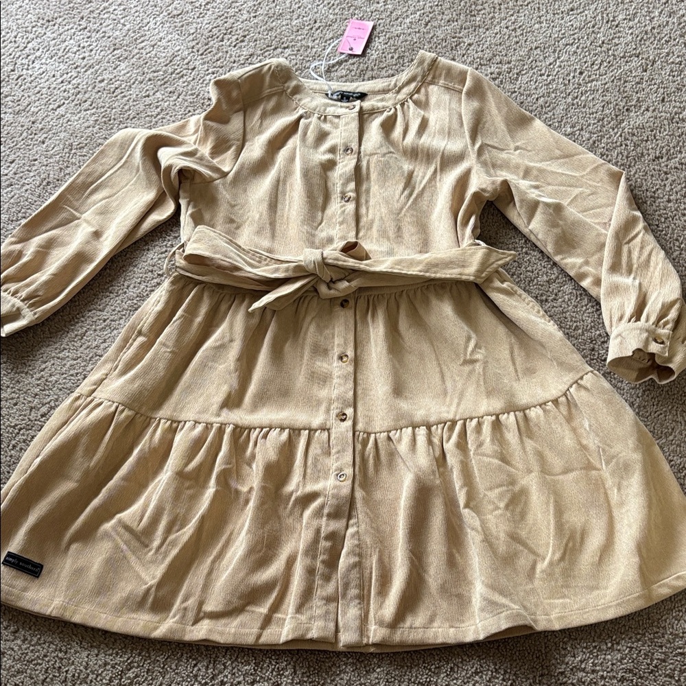 Stylish Tan women’s corduroy dress